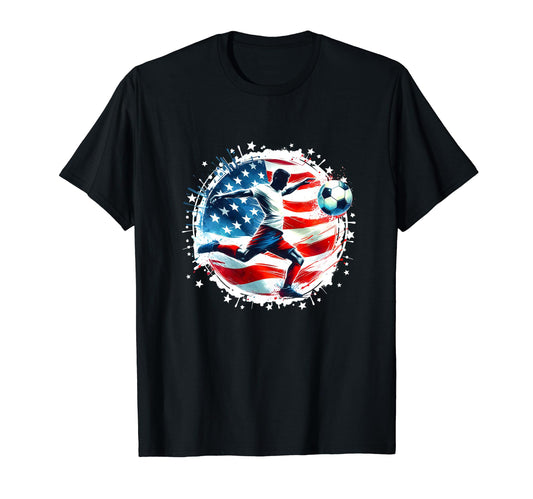 American Flag Soccer Player Soccer Ball T-Shirt - Trendy Graphic Men Women - T-Shirt, Sweatshirt, Hoodie