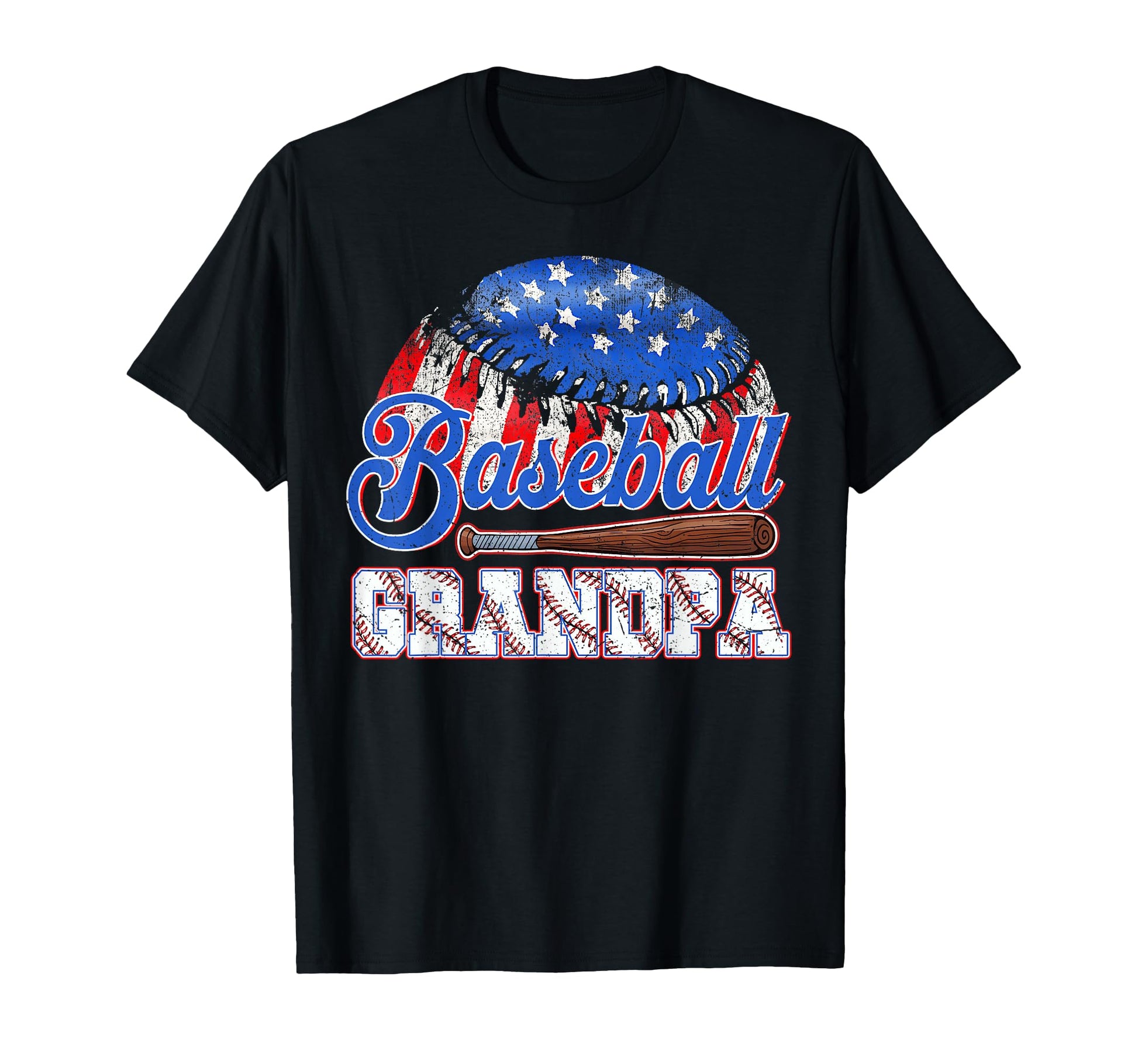 Baseball Grandpa Usa Flag Fathers T-Shirt - Custom Art Print for Adults - T-Shirt, Sweatshirt, Hoodie