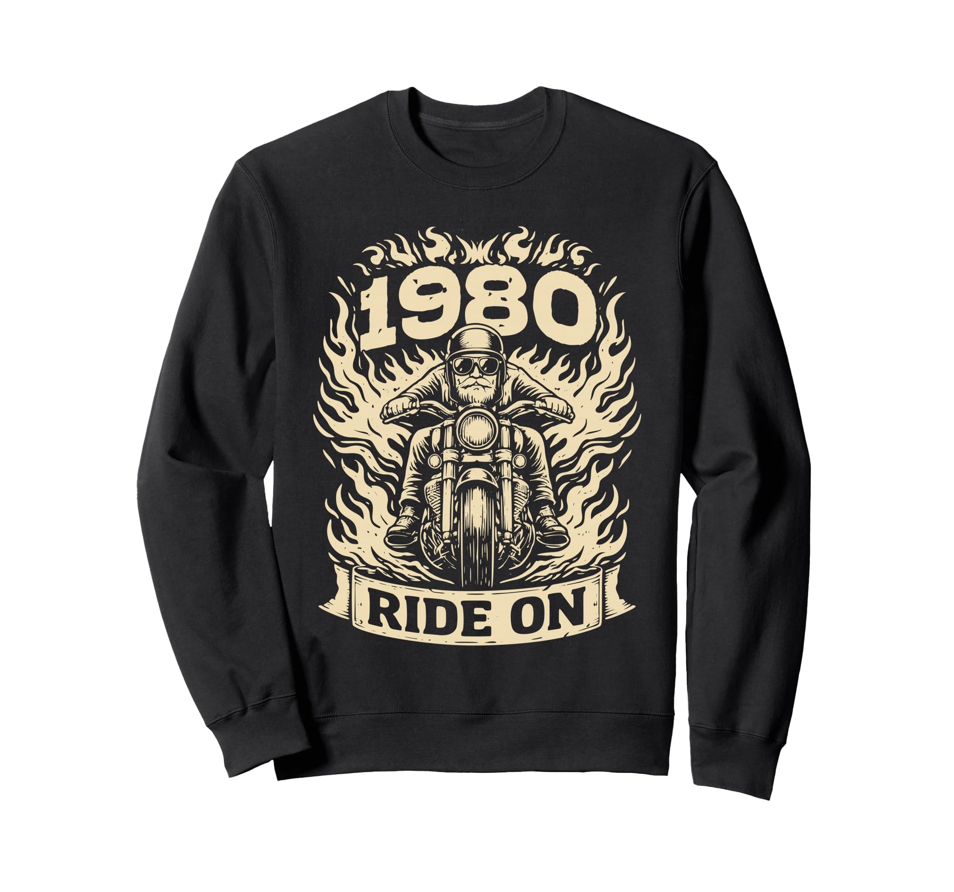 Biker 1980 Ride Birthday Motorcycle Rider Sweatshirt - Graphic Print Unisex - T-Shirt, Sweatshirt, Hoodie