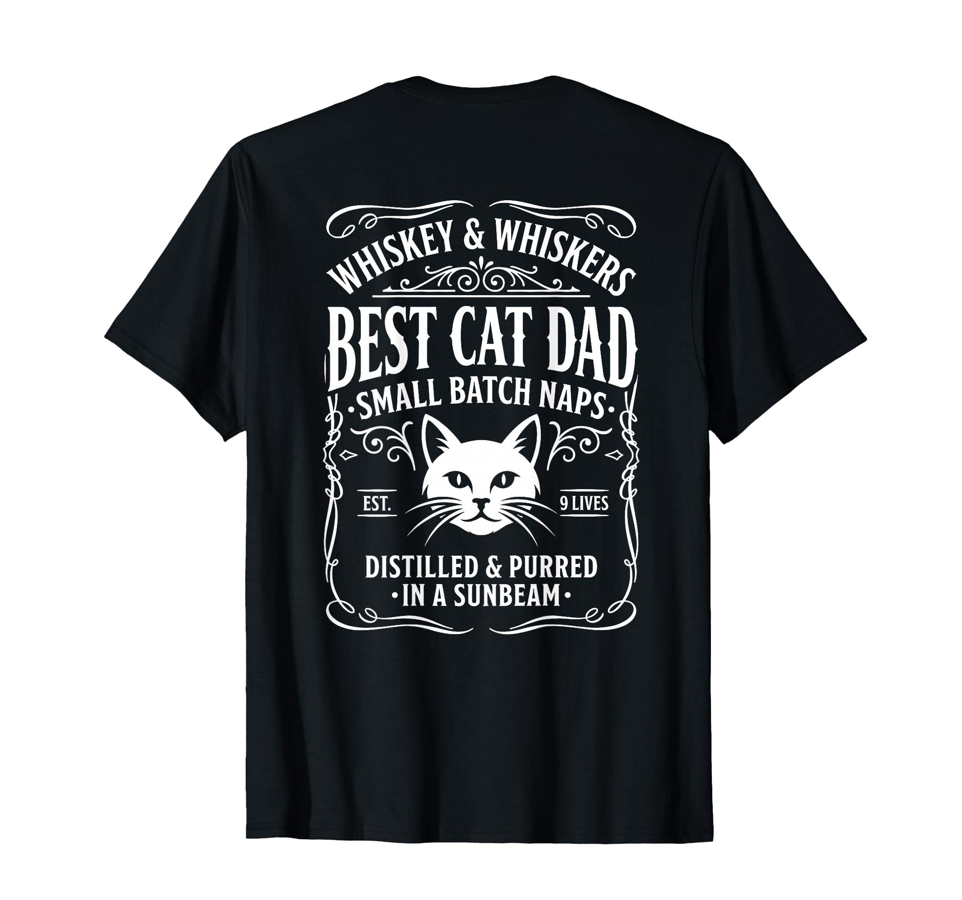 Whiskey Label Best Cat Dad Bourbon T-Shirt - Minimalist Print Unisex - T-Shirt, Sweatshirt, Hoodie