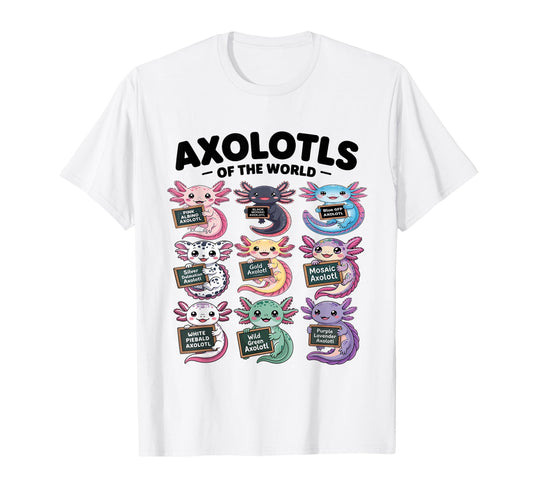 Axolotls World Kawaii Axolotl T-Shirt - Aesthetic Graphic Unisex - T-Shirt, Sweatshirt, Hoodie