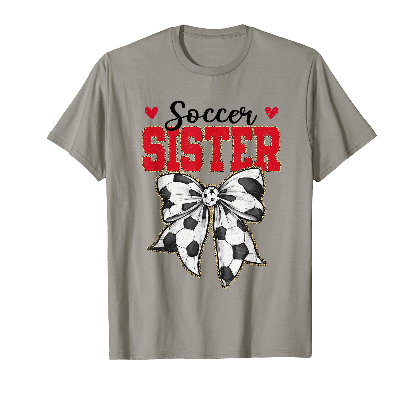 Soccer Sister Bow Leopard Soccer T-Shirt - Custom Art Print Men Women - T-Shirt, Sweatshirt, Hoodie