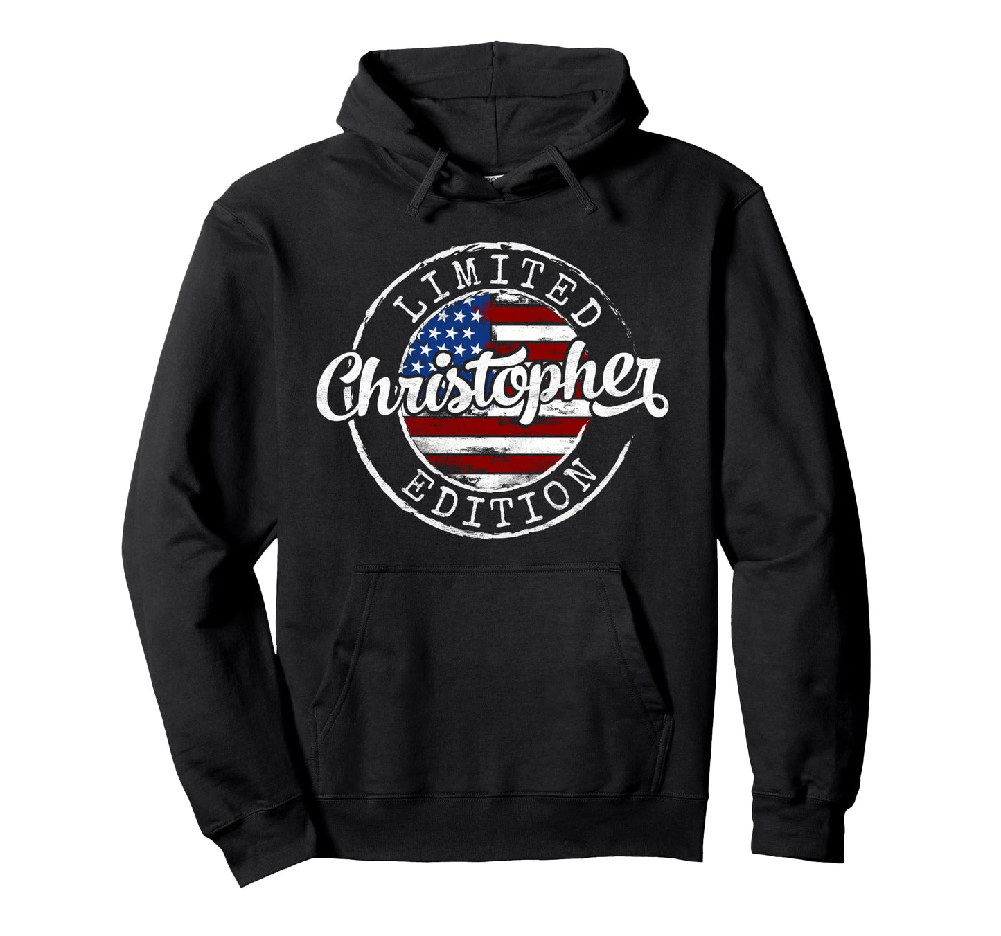 Christopher Usa Flag Stamp Personalized Hoodie - Aesthetic Graphic Unisex - T-Shirt, Sweatshirt, Hoodie