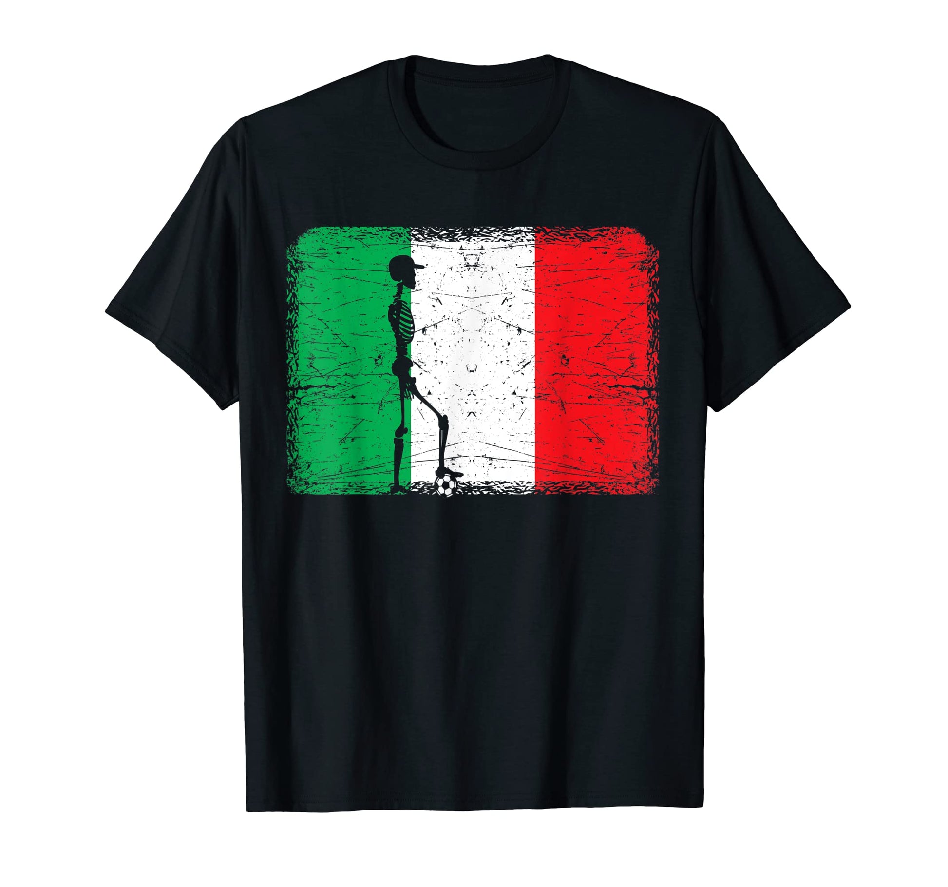 Italien Flag Skeleton Soccer Soccer T-Shirt - Fun Novelty Design Men Women - T-Shirt, Sweatshirt, Hoodie