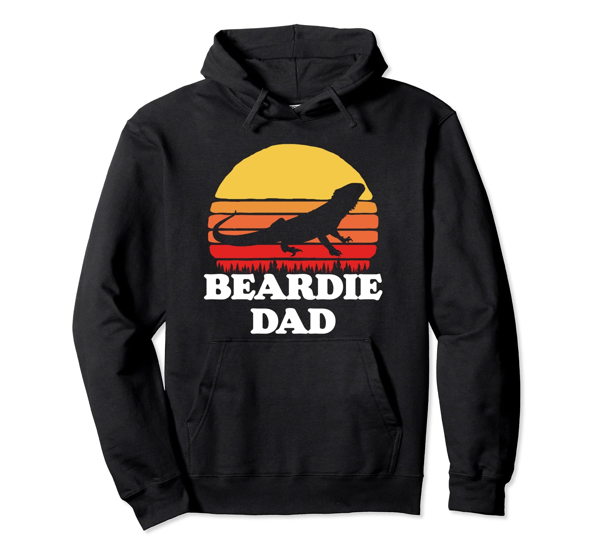 Bearded Dragon Dad 80S Sunset Hoodie - Casual Everyday Wear Men Women - T-Shirt, Sweatshirt, Hoodie