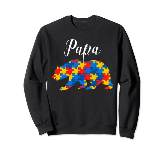 Bear Autism Papa Autism Dad Sweatshirt - Streetwear Style for Adults - T-Shirt, Sweatshirt, Hoodie