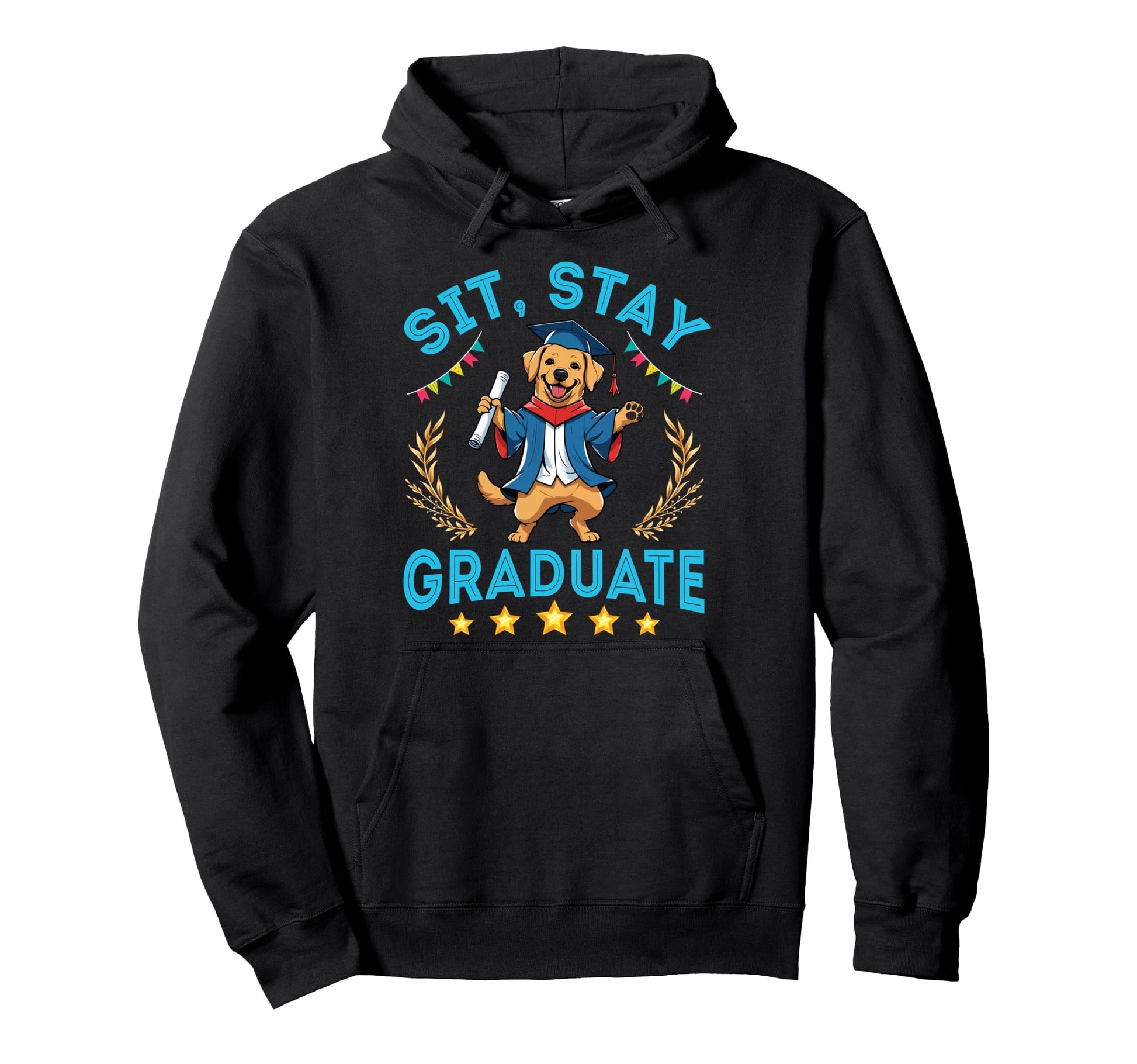 Labrador Senior Dad Mom Sit Stay Hoodie - Custom Art Print Men Women - T-Shirt, Sweatshirt, Hoodie