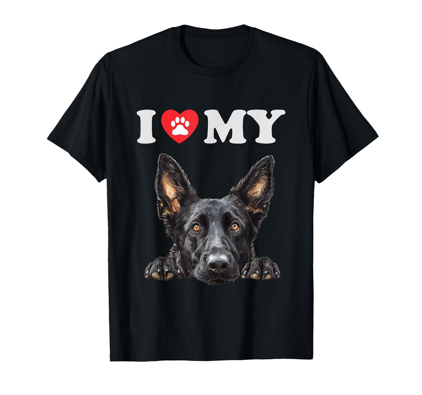 Dutch Shepherd I Heart My Dog Funny Dog T-Shirt - Graphic Print Men Women - T-Shirt, Sweatshirt, Hoodie