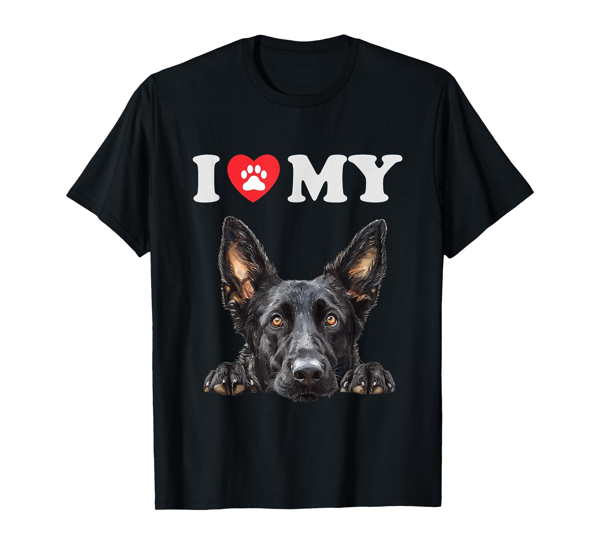 Dutch Shepherd I Heart My Dog Funny Dog T-Shirt - Graphic Print Men Women - T-Shirt, Sweatshirt, Hoodie