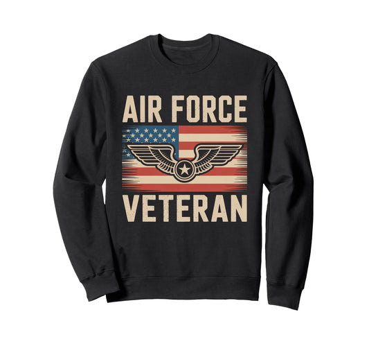 Air Force Veteran Us American Flag Sweatshirt - Graphic Print Men Women - T-Shirt, Sweatshirt, Hoodie