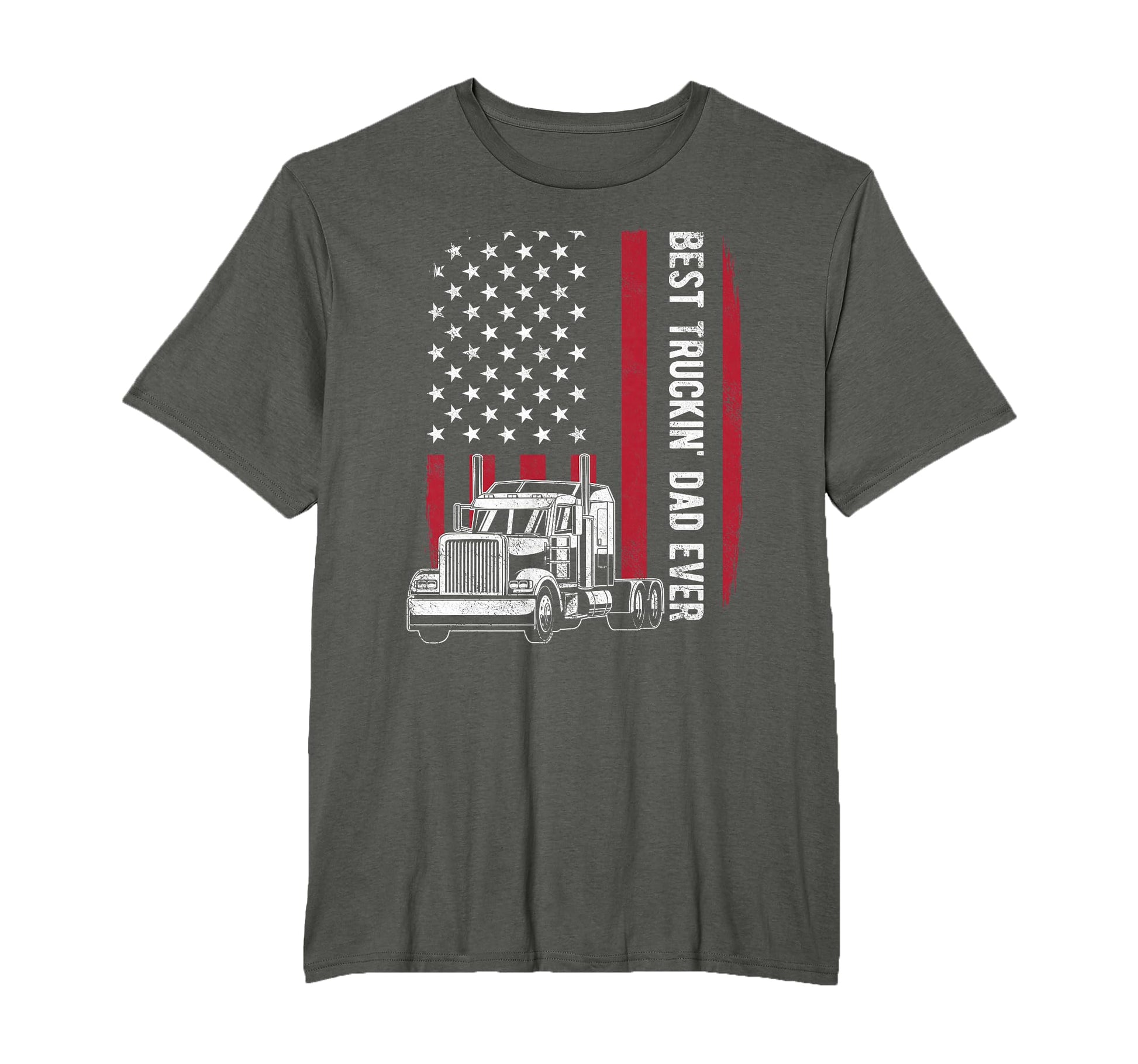 Best Truckin Dad Usa American Flag Truck T-Shirt - Graphic Print Unisex - T-Shirt, Sweatshirt, Hoodie