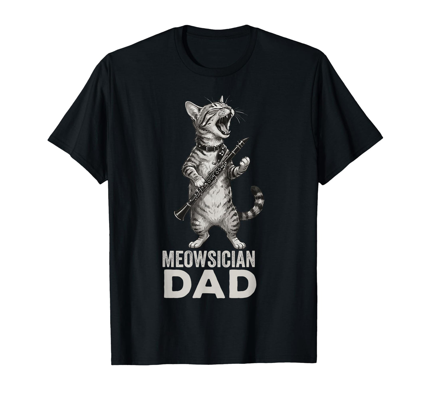 Cat Playing Clarinet Meowsician Dad T-Shirt - Aesthetic Graphic Men Women - T-Shirt, Sweatshirt, Hoodie