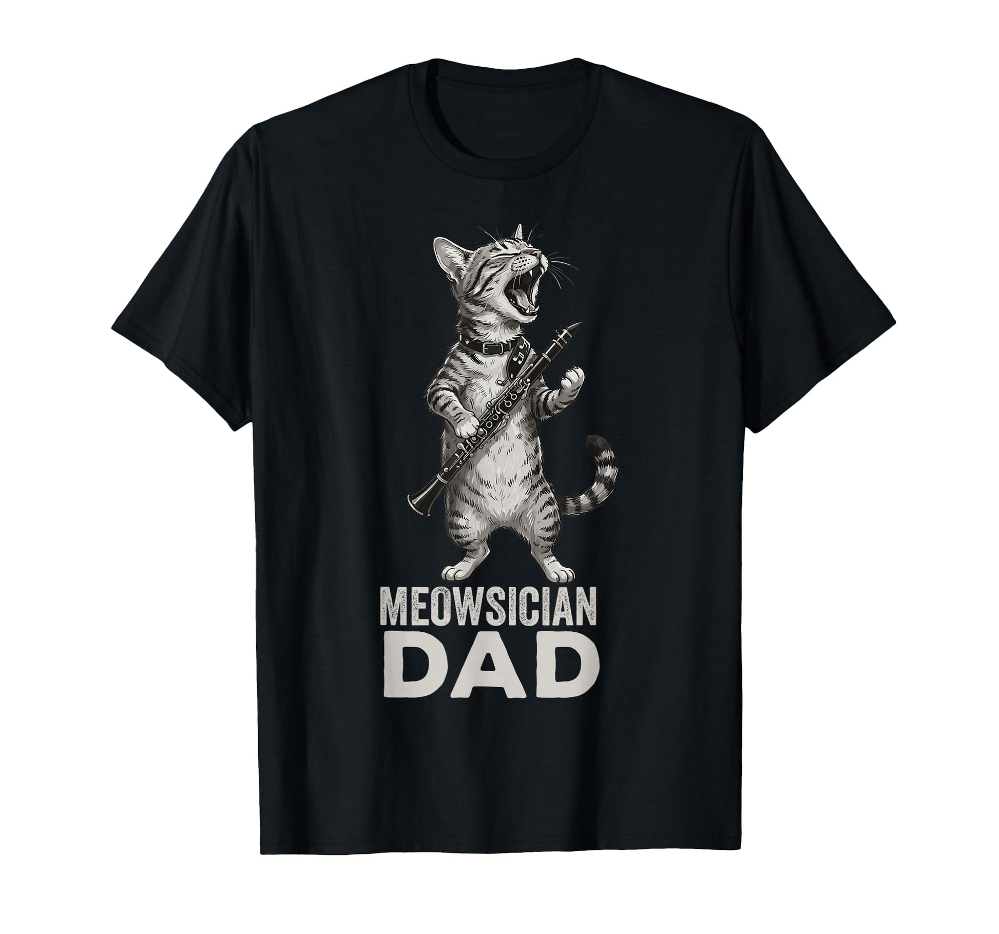 Cat Playing Clarinet Meowsician Dad T-Shirt - Aesthetic Graphic Men Women - T-Shirt, Sweatshirt, Hoodie