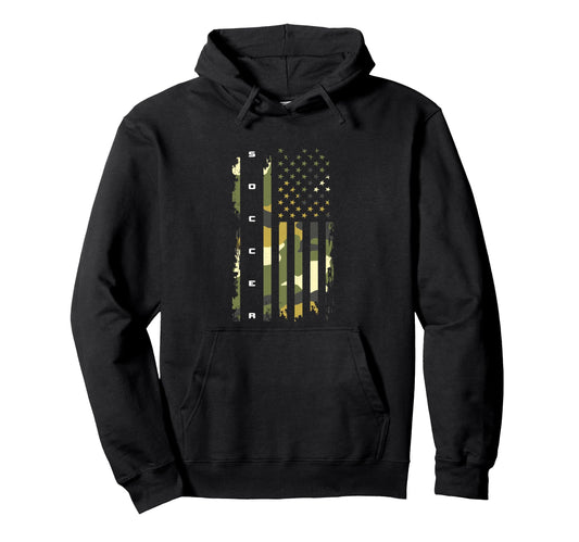 American Flag Camouflage Soccer Hoodie - Unique Graphic for Adults - T-Shirt, Sweatshirt, Hoodie