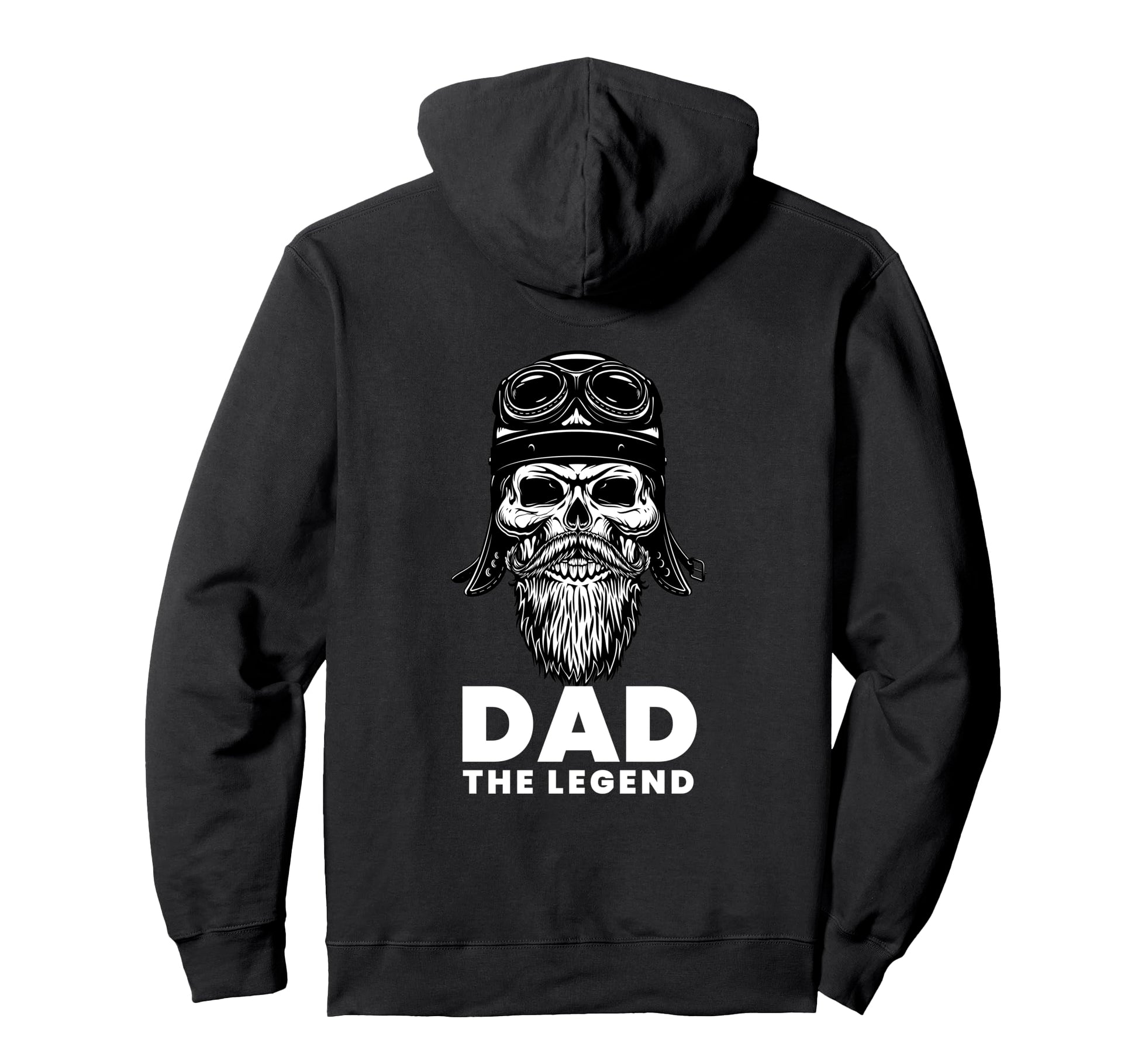 Dad Legend Bearded Biker Skull Hoodie - Graphic Print for Adults - T-Shirt, Sweatshirt, Hoodie