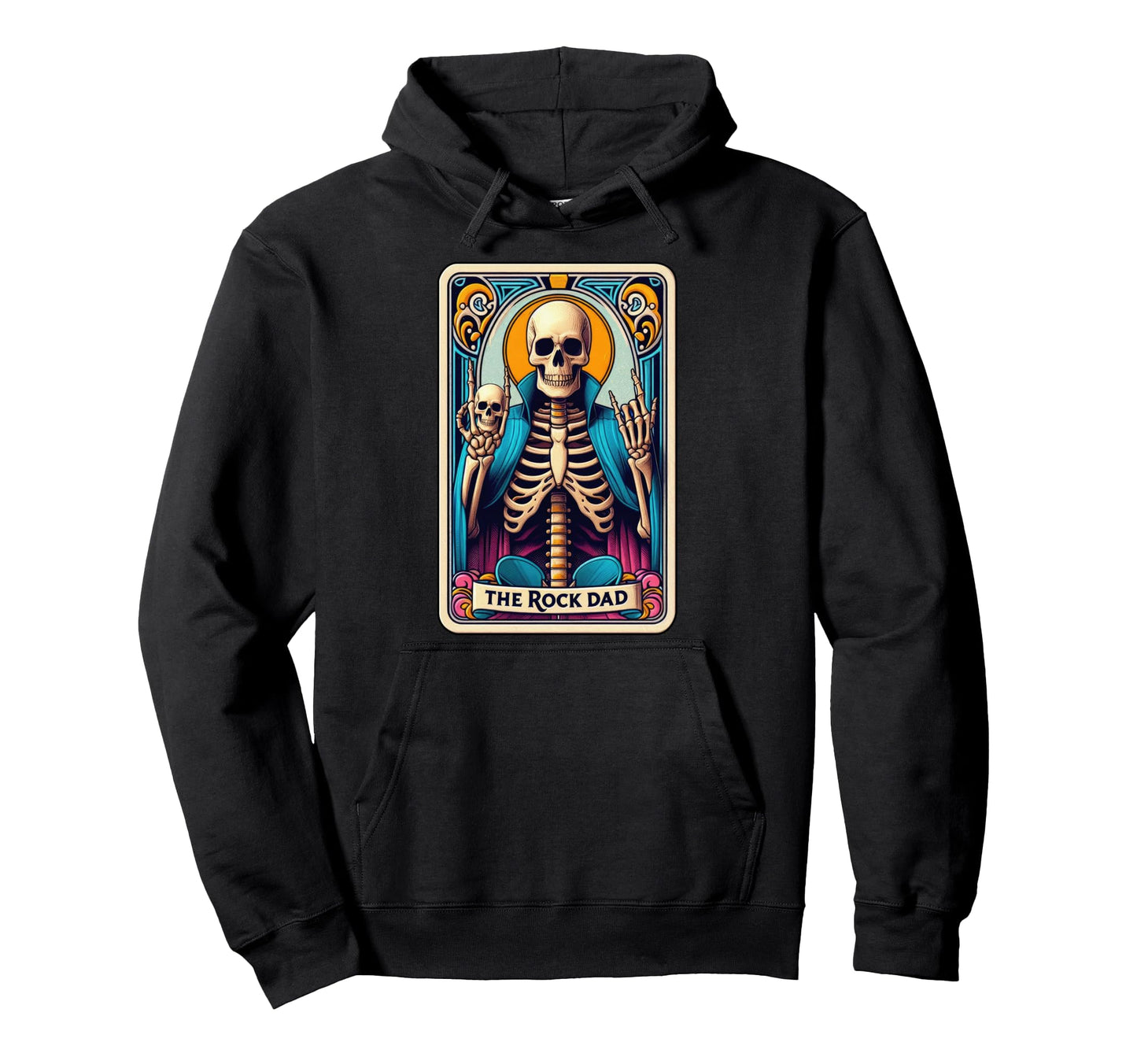 Rock Band Dad Tarot Card Skeleton Hoodie - Minimalist Print Men Women - T-Shirt, Sweatshirt, Hoodie