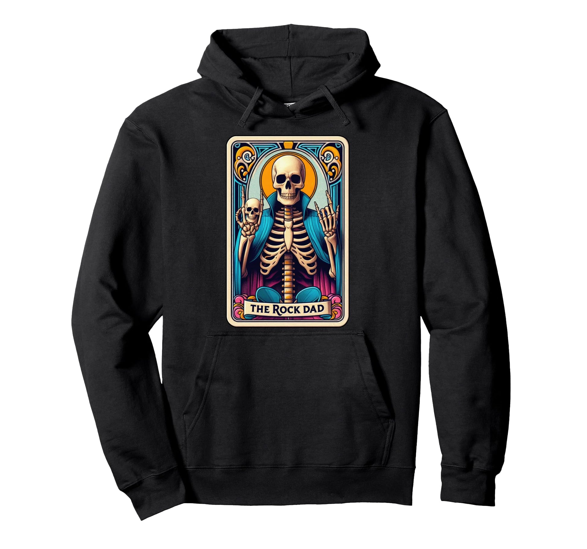 Rock Band Dad Tarot Card Skeleton Hoodie - Minimalist Print Men Women - T-Shirt, Sweatshirt, Hoodie