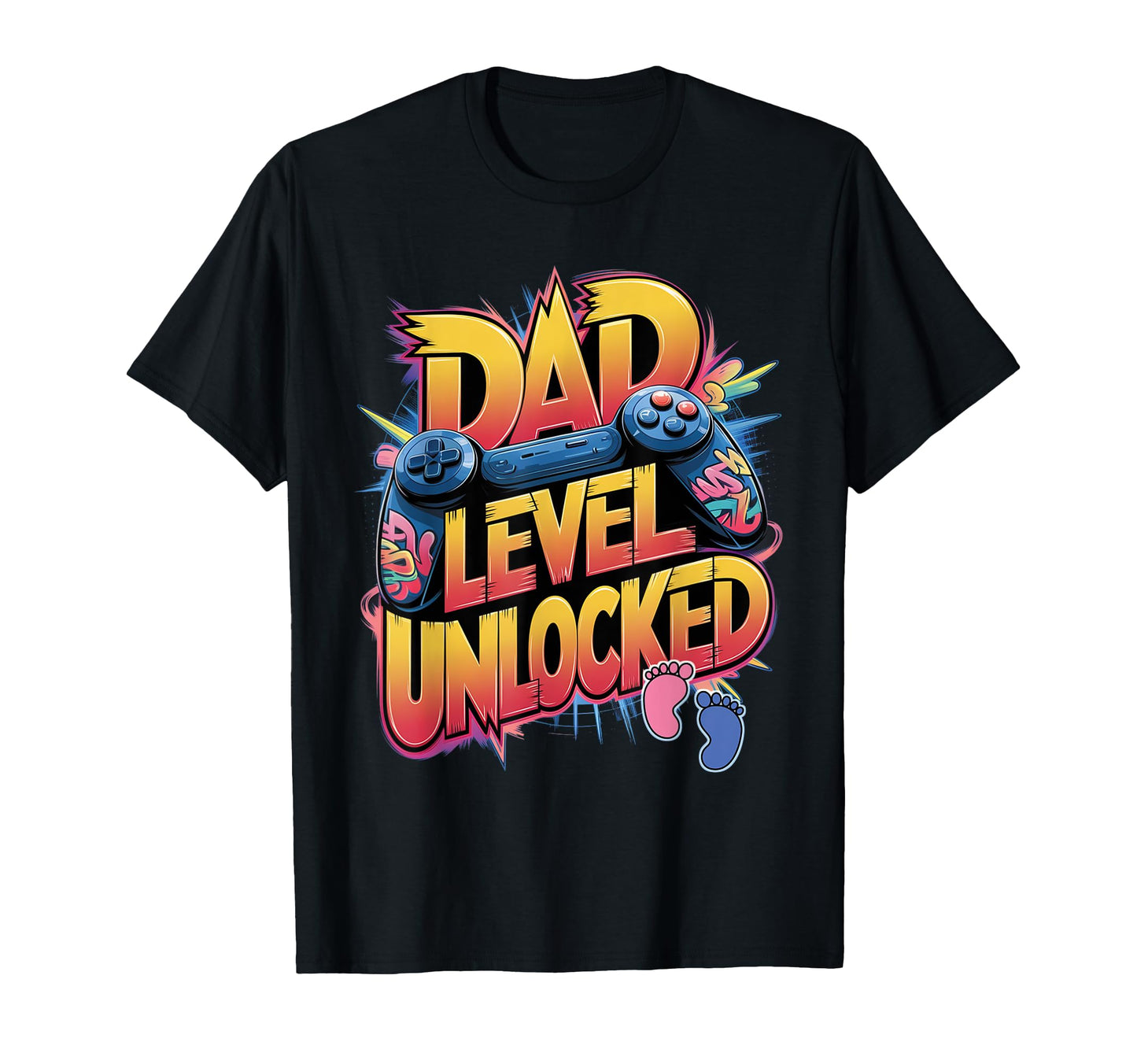 Dad Level Unlocked New Dad Video T-Shirt - Custom Art Print for Adults - T-Shirt, Sweatshirt, Hoodie