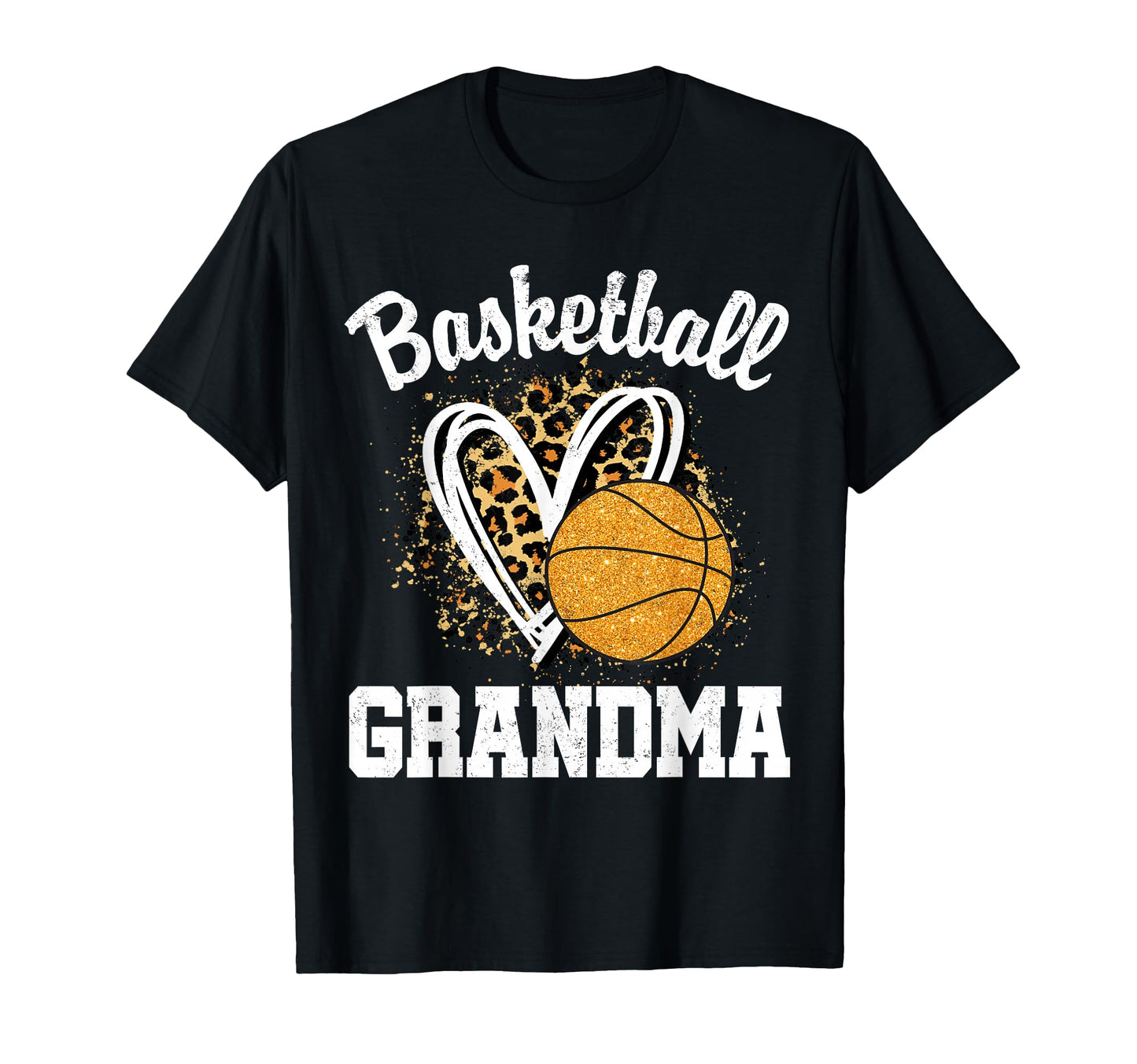 Basketball Grandma Leopard Heart T-Shirt - Custom Art Print Unisex - T-Shirt, Sweatshirt, Hoodie