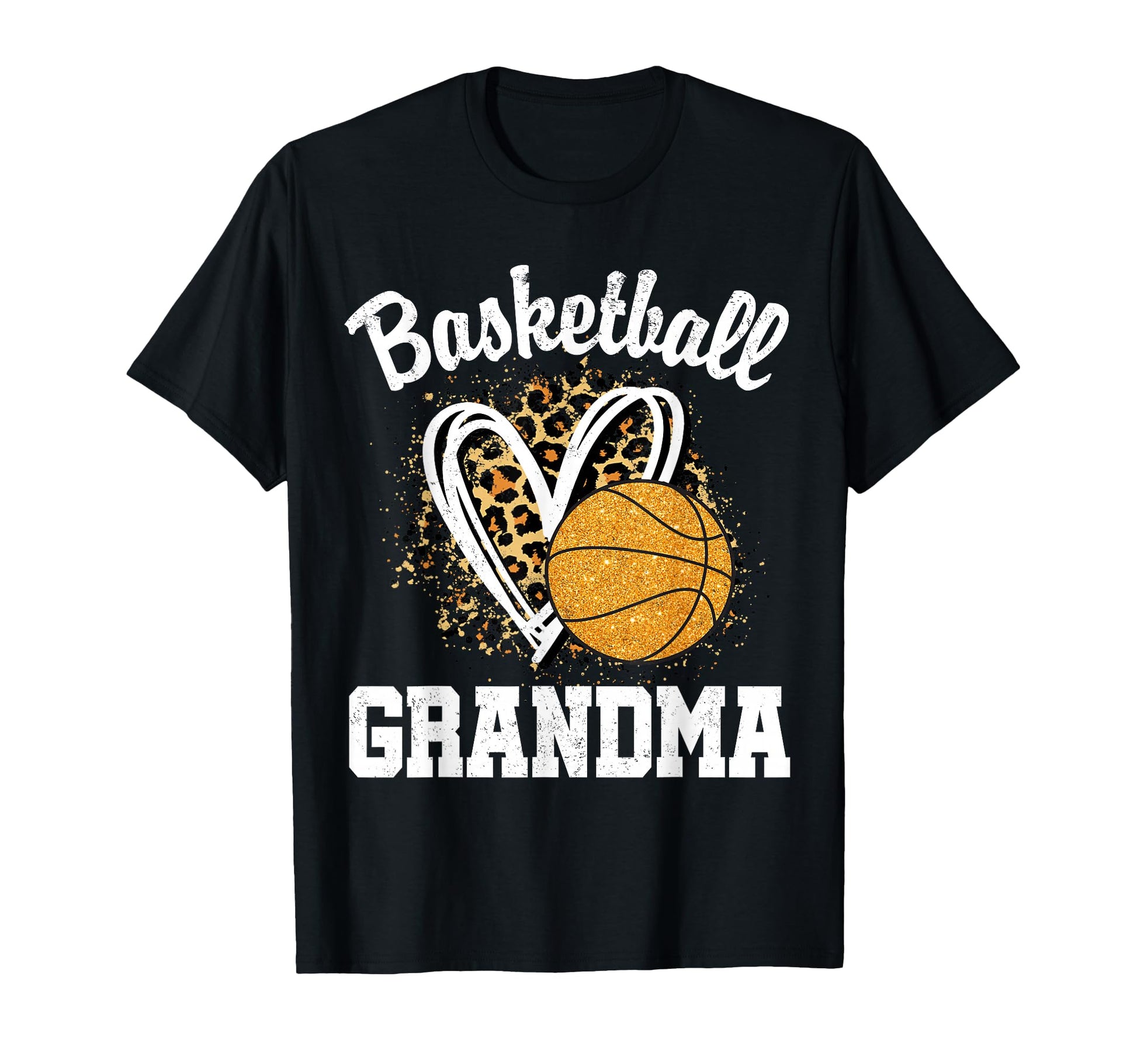 Basketball Grandma Leopard Heart T-Shirt - Custom Art Print Unisex - T-Shirt, Sweatshirt, Hoodie