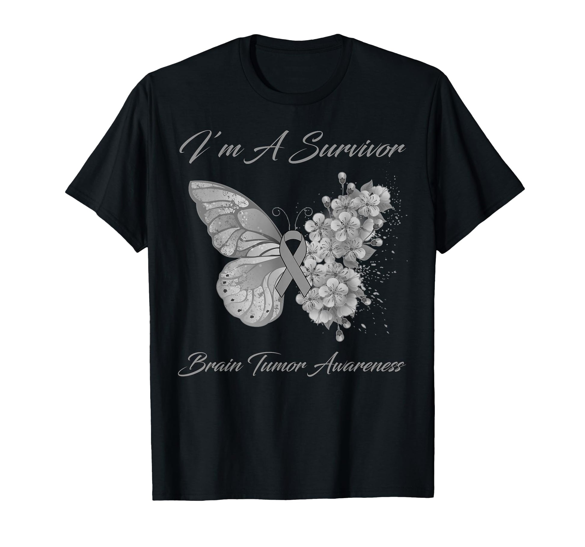 Butterfly Im Survivor Brain Tumor T-Shirt - Unique Graphic Men Women - T-Shirt, Sweatshirt, Hoodie