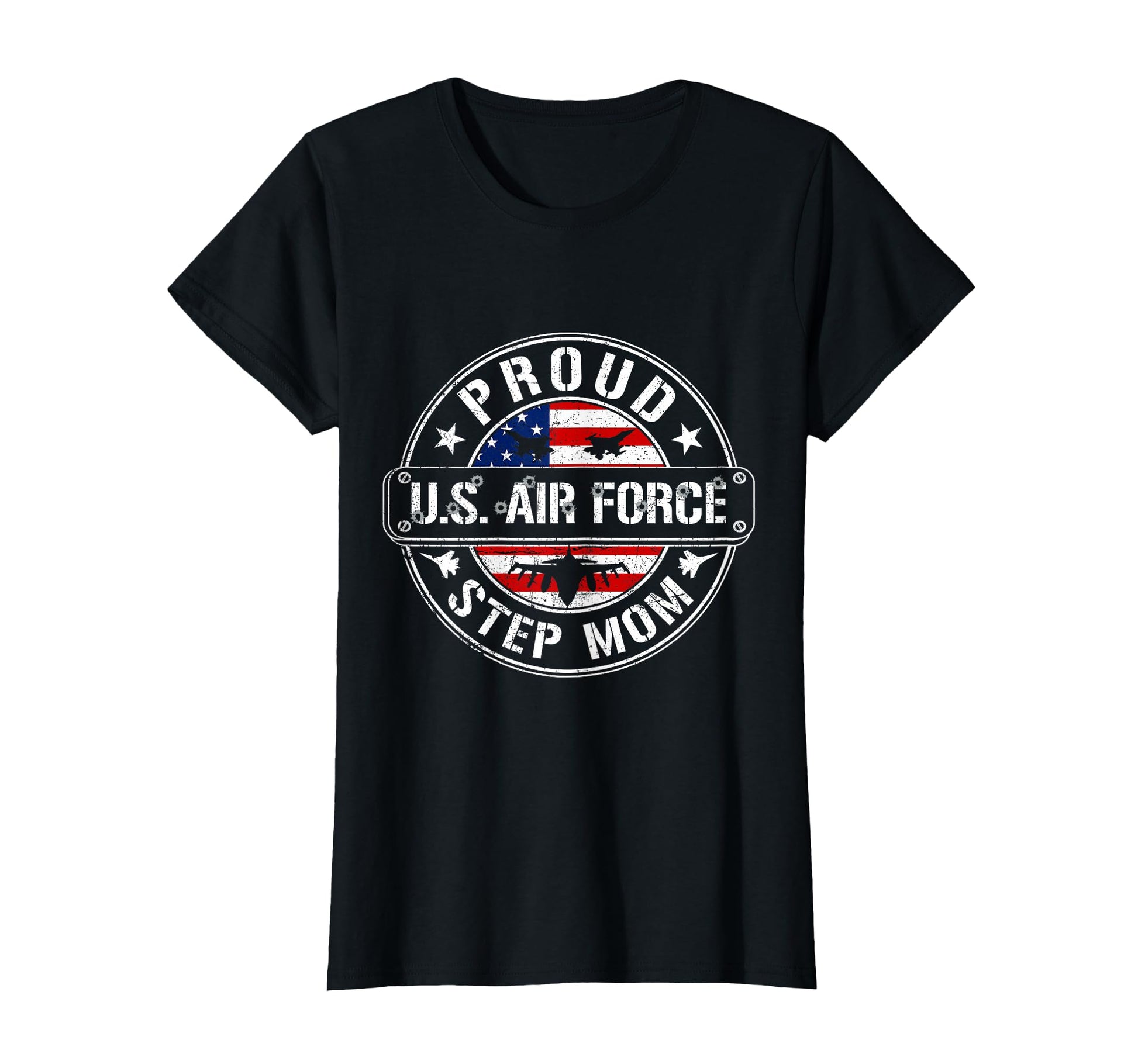 Proud Air Force Step Mom Flag Us T-Shirt - Aesthetic Graphic Men Women - T-Shirt, Sweatshirt, Hoodie