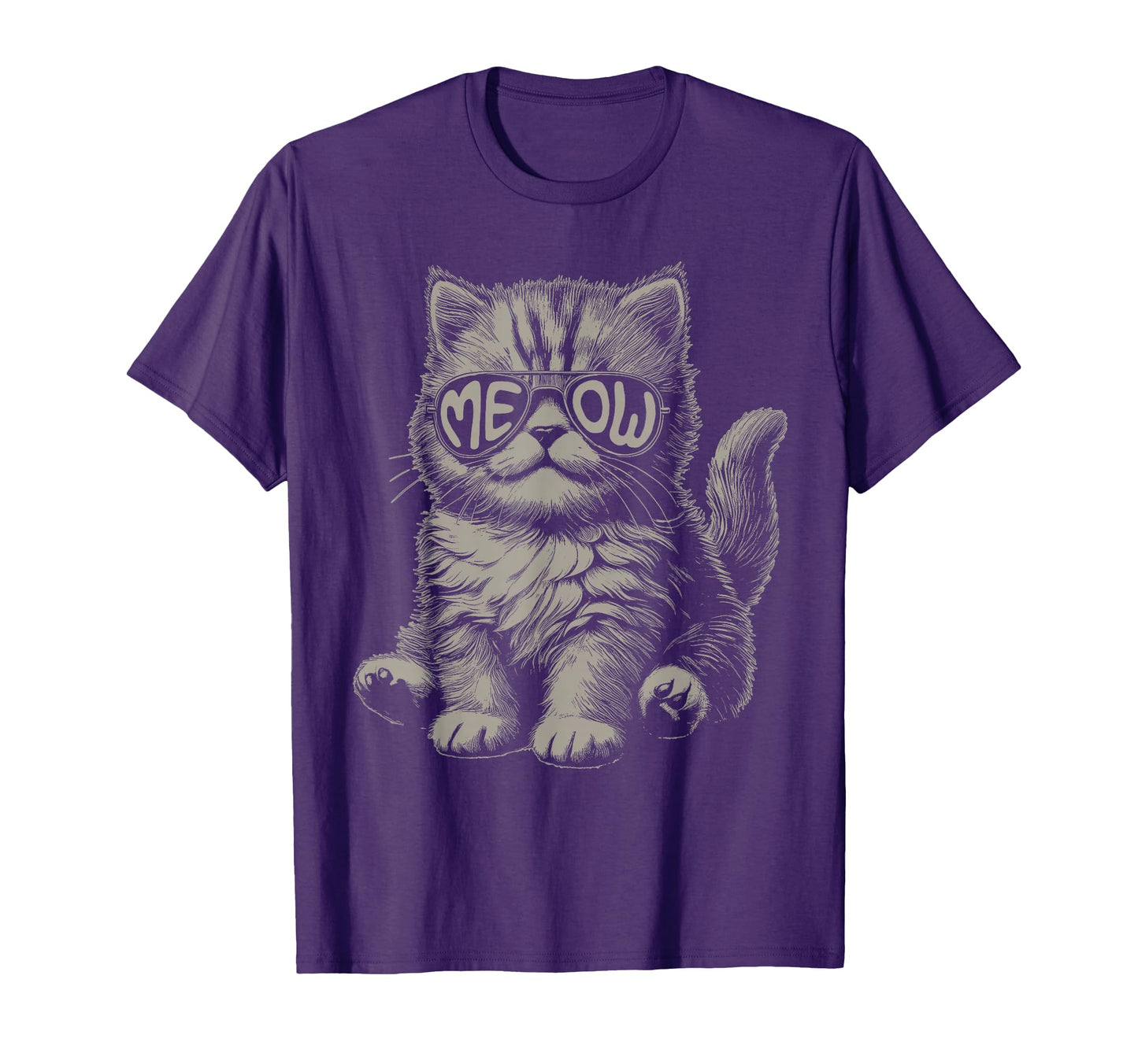 Funny Cat Meow Sunglasses T-Shirt - Aesthetic Graphic Unisex - T-Shirt, Sweatshirt, Hoodie