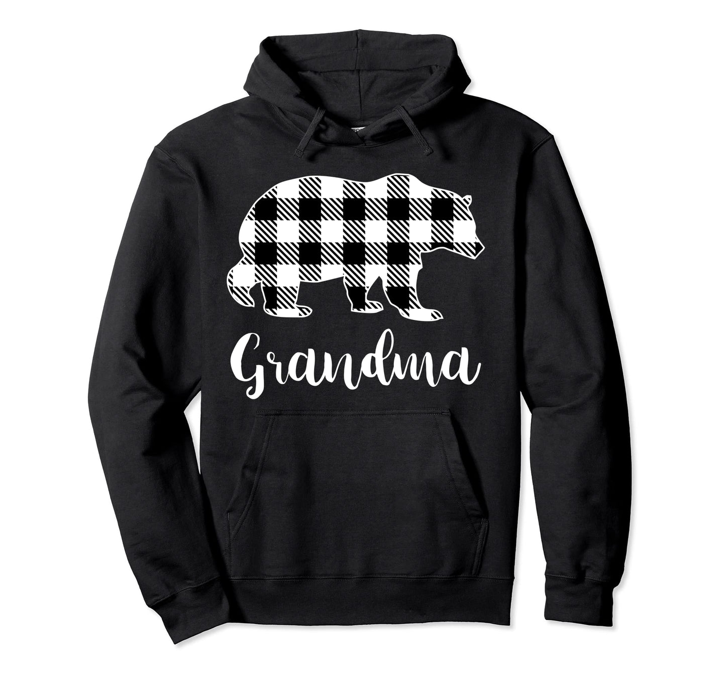Grandma Bear Pajama Grey Buffalo Plaid Hoodie - Streetwear Style Unisex - T-Shirt, Sweatshirt, Hoodie
