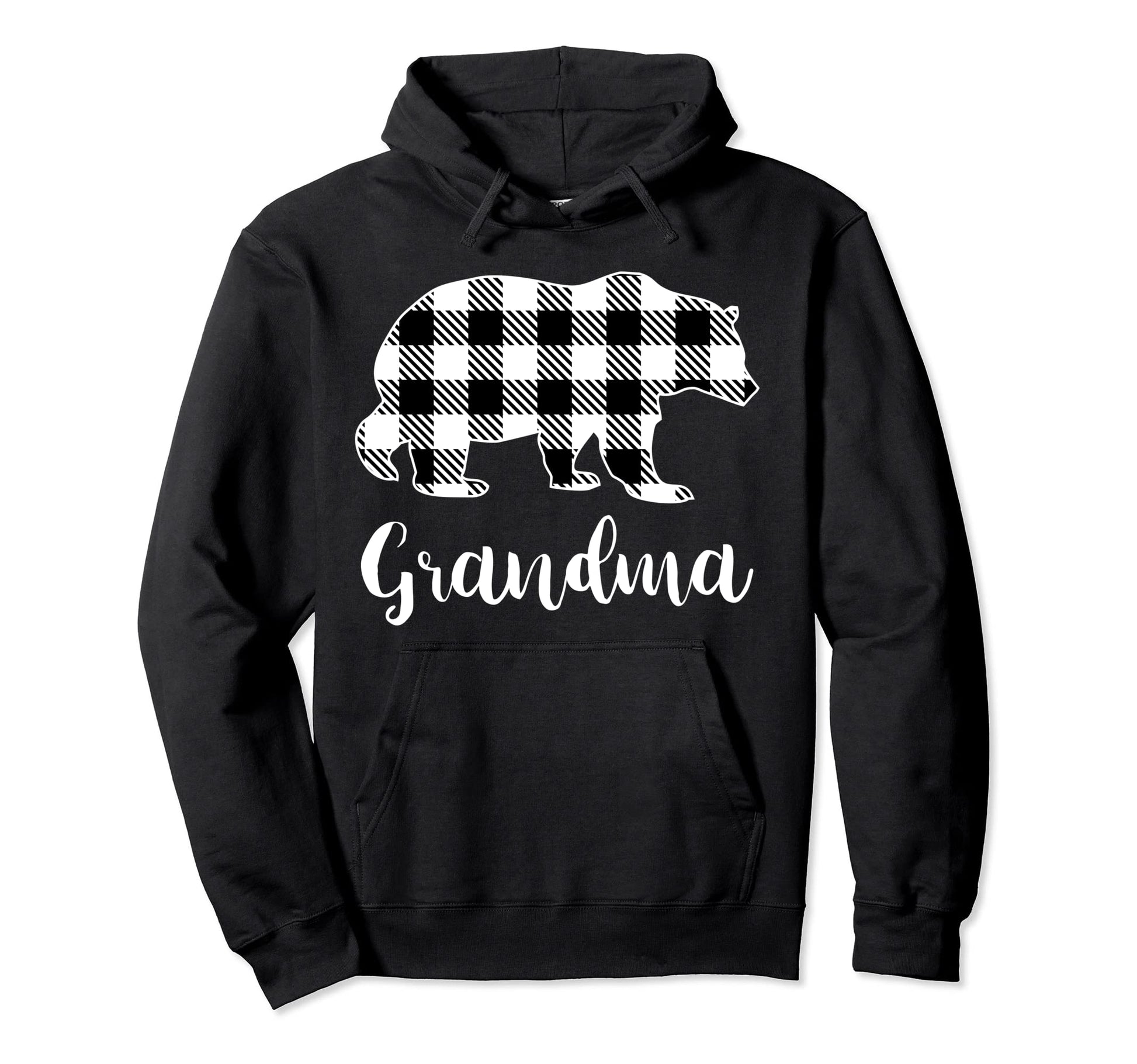 Grandma Bear Pajama Grey Buffalo Plaid Hoodie - Streetwear Style Unisex - T-Shirt, Sweatshirt, Hoodie