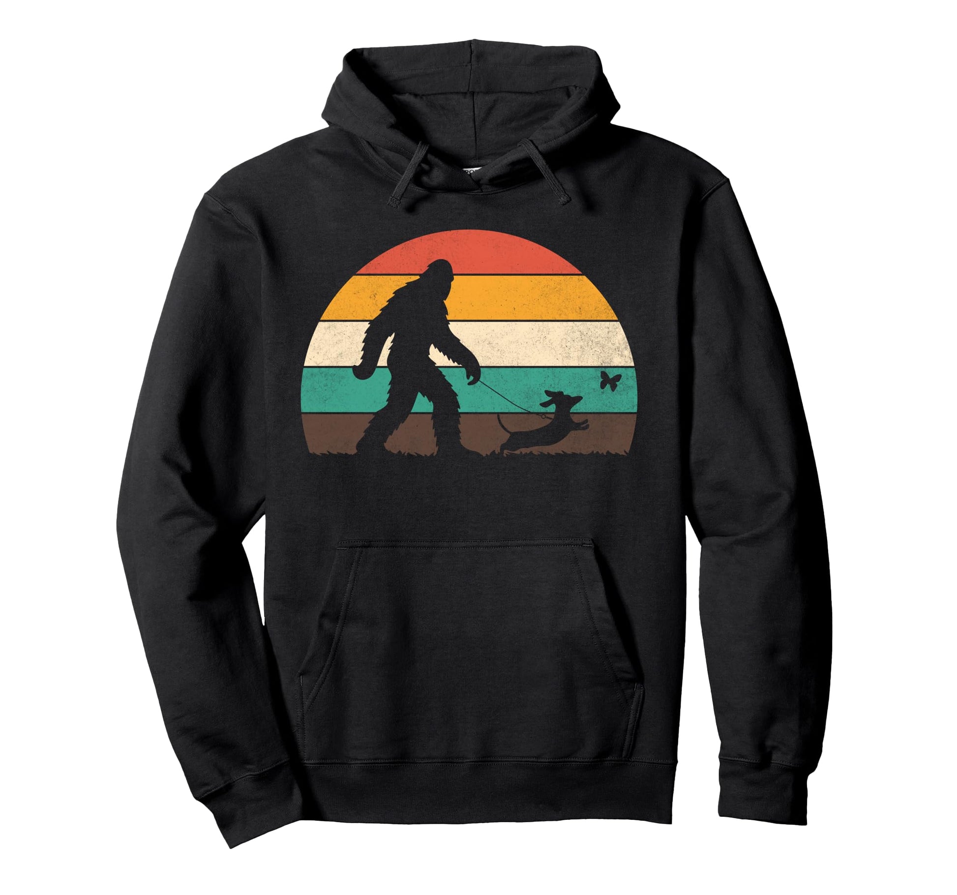 Bigfoot Walking Dachshund Funny Sasquatch Hoodie - Custom Art Print Unisex - T-Shirt, Sweatshirt, Hoodie