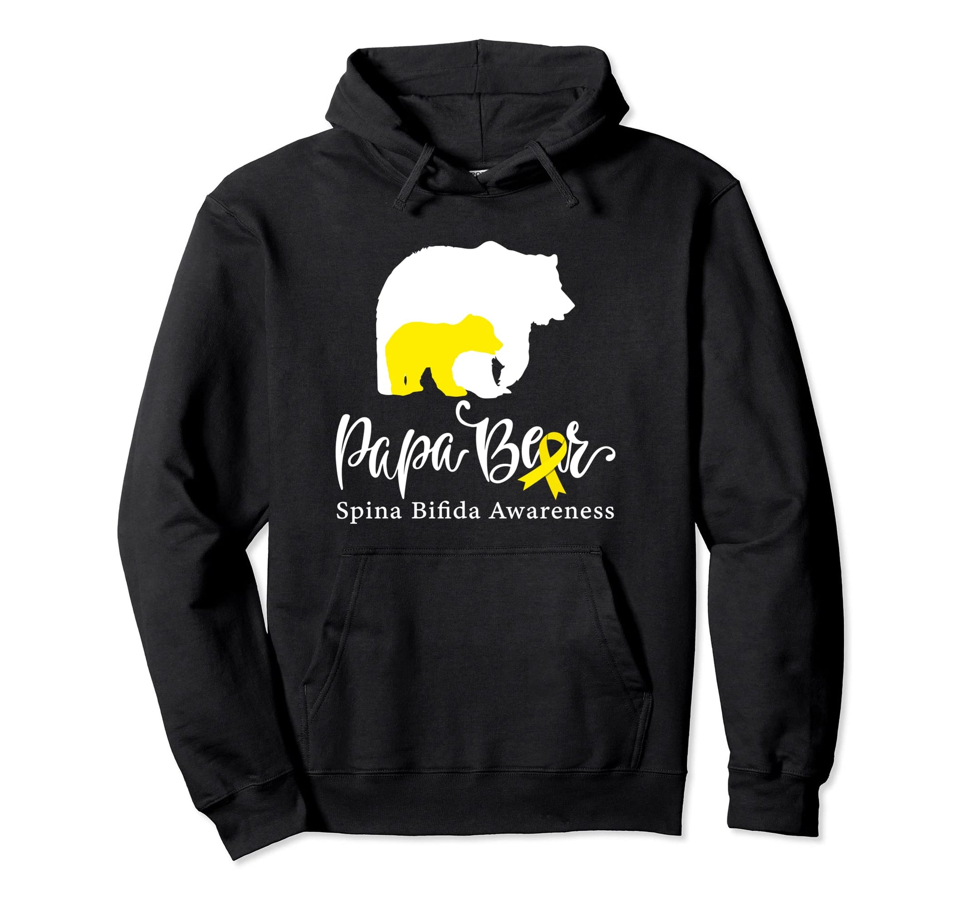Papa Bear Yellow Ribbon Spina Hoodie - Casual Everyday Wear for Adults - T-Shirt, Sweatshirt, Hoodie