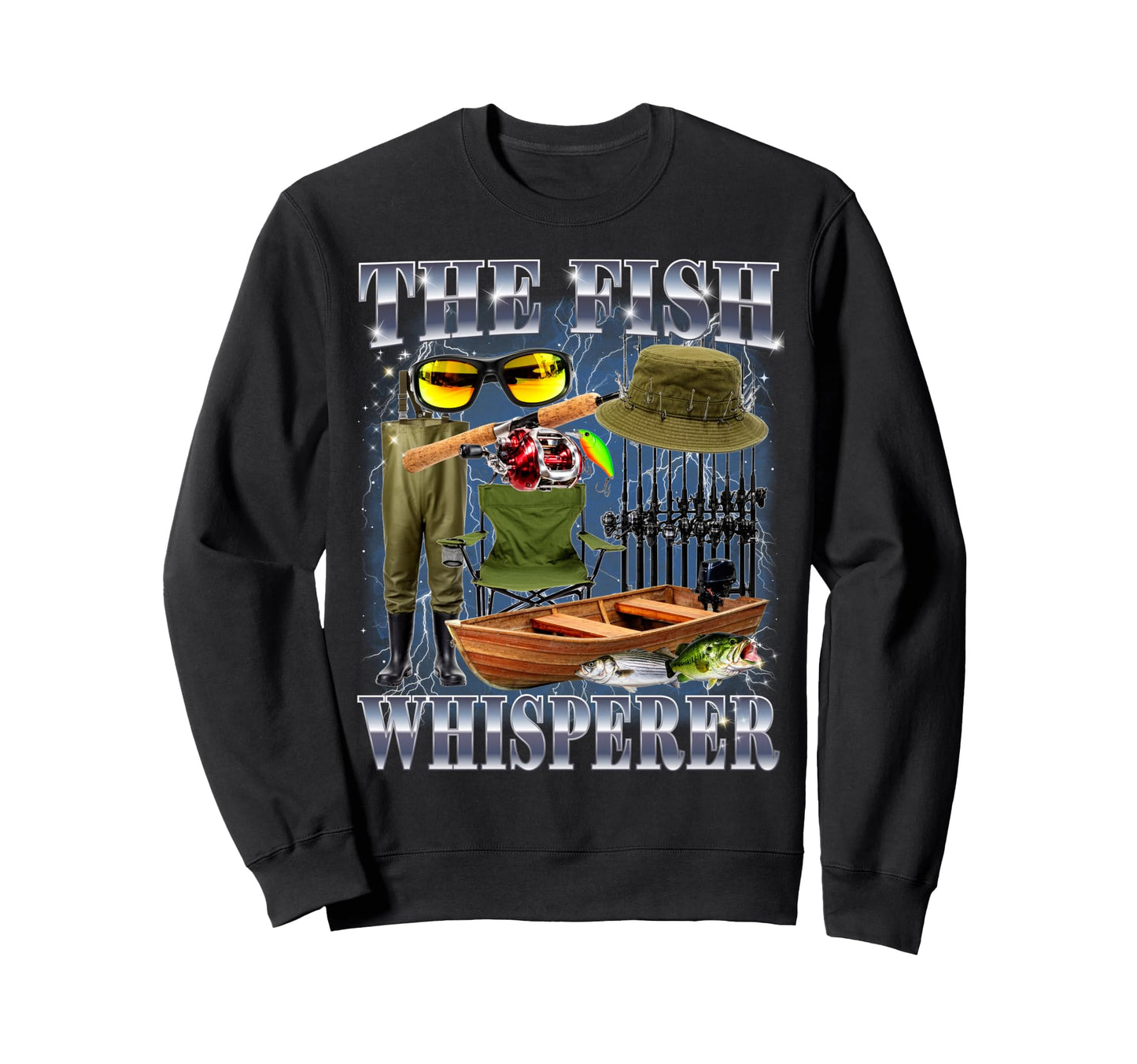Fish Whisperer Bootleg 90S Fisherman Sweatshirt - Unique Graphic Men Women - T-Shirt, Sweatshirt, Hoodie