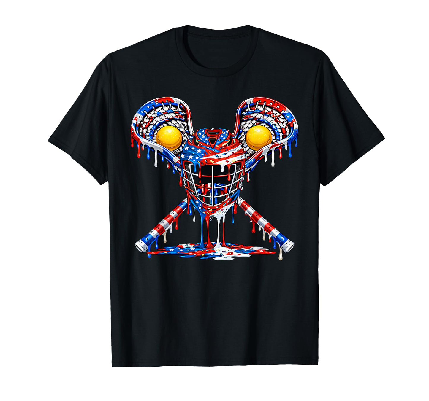 Lacrosse Patriotic American Flag Ice T-Shirt - Minimalist Print Unisex - T-Shirt, Sweatshirt, Hoodie