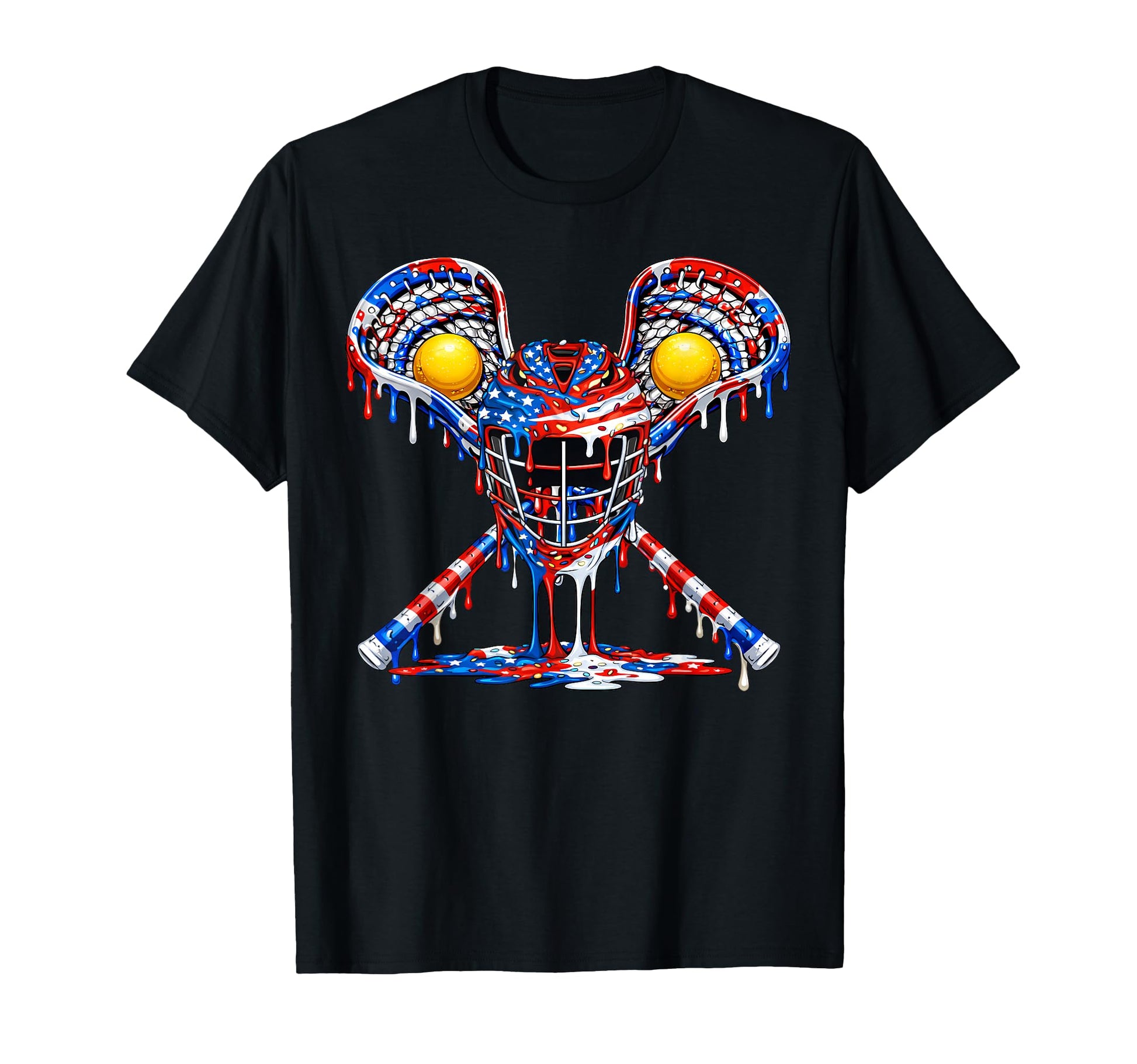 Lacrosse Patriotic American Flag Ice T-Shirt - Minimalist Print Unisex - T-Shirt, Sweatshirt, Hoodie