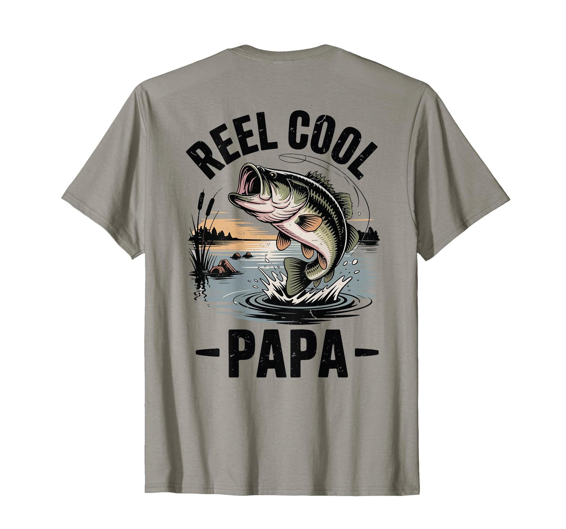 Mens Fishing Dad Reel Papa Bass Fish T-Shirt - Minimalist Print for Adults - T-Shirt, Sweatshirt, Hoodie