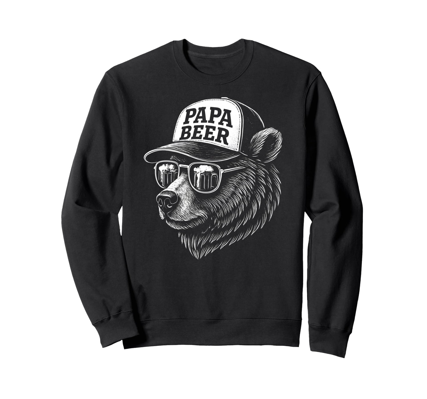Papa Beer Funny Dad Bear Drinking Sweatshirt - Custom Art Print Unisex - T-Shirt, Sweatshirt, Hoodie
