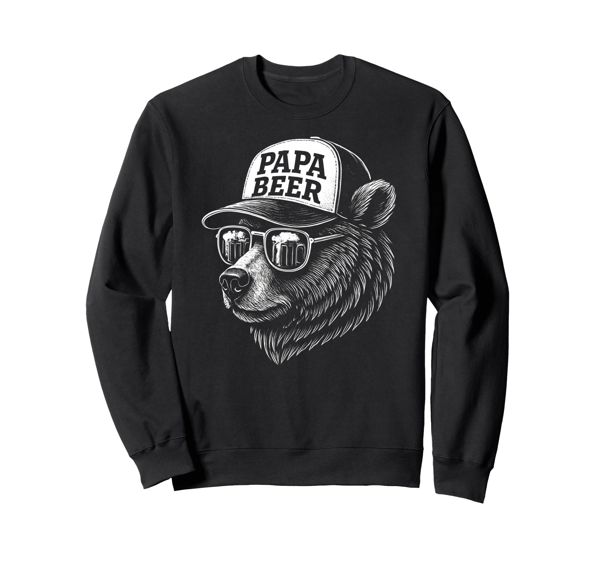 Papa Beer Funny Dad Bear Drinking Sweatshirt - Custom Art Print Unisex - T-Shirt, Sweatshirt, Hoodie