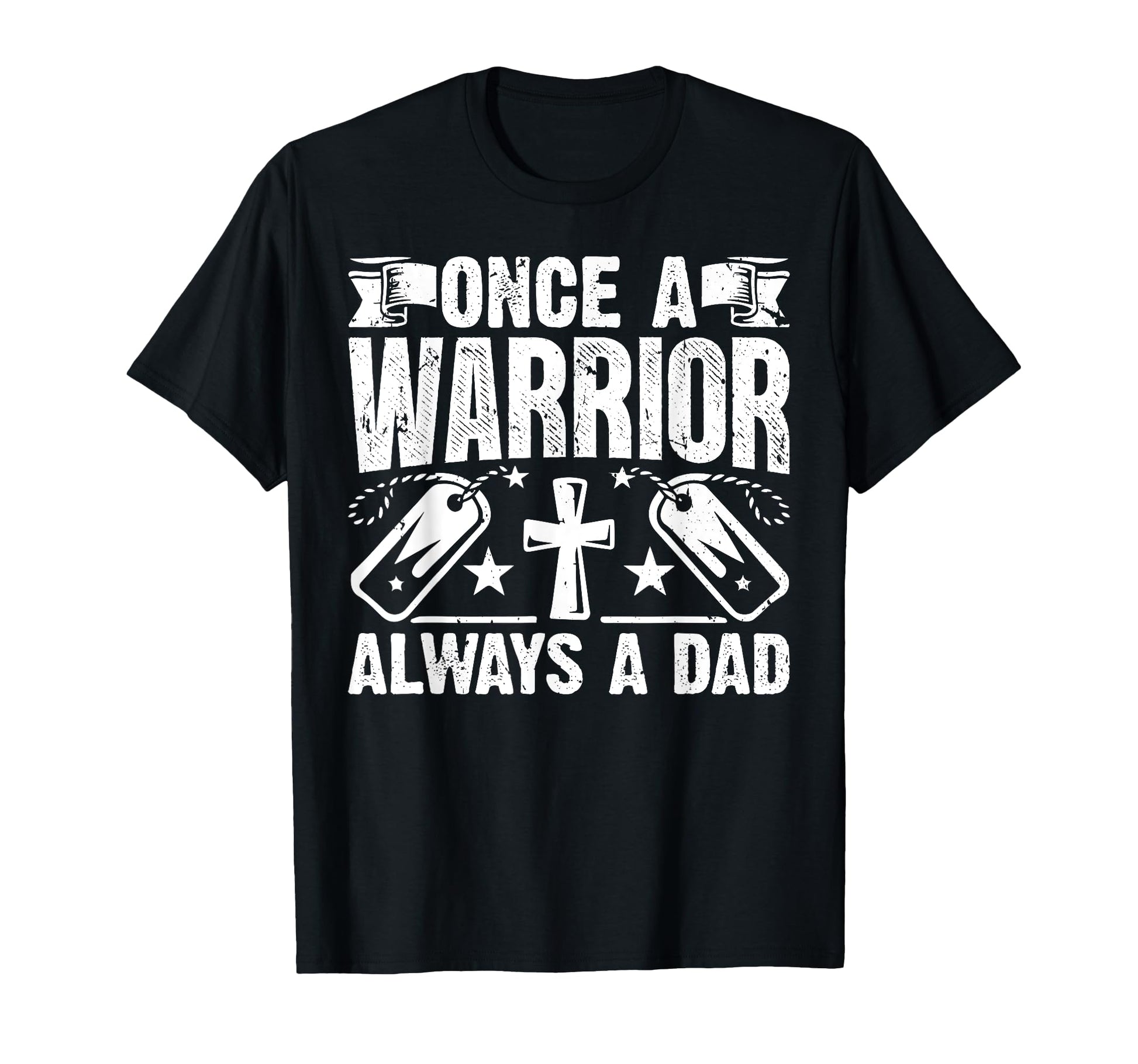 Once Warrior Always Dad Veteran Dad T-Shirt - Aesthetic Graphic for Adults - T-Shirt, Sweatshirt, Hoodie