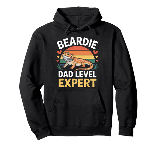 Beardie Dad Level Expert Bearded Dragon Hoodie - Fun Novelty Design Unisex - T-Shirt, Sweatshirt, Hoodie