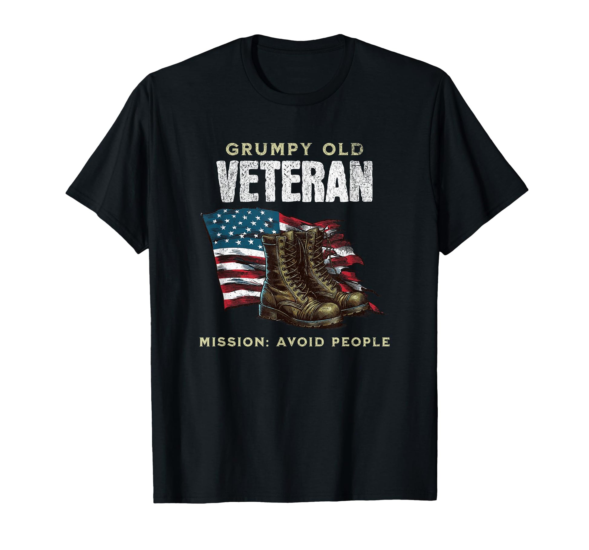 Funny Grumpy Old Vet Military W American T-Shirt - Minimalist Print Unisex - T-Shirt, Sweatshirt, Hoodie