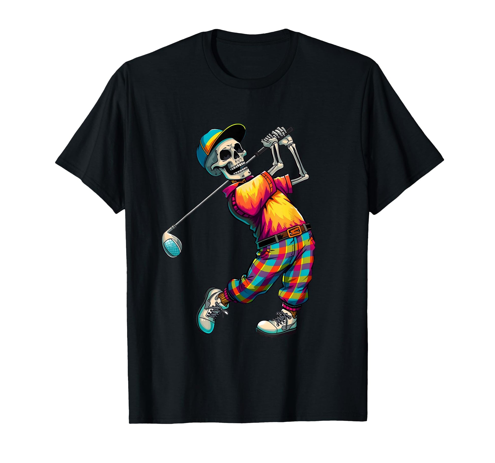Skeleton Golf Halloween Golfer Golf T-Shirt - Custom Art Print for Adults - T-Shirt, Sweatshirt, Hoodie