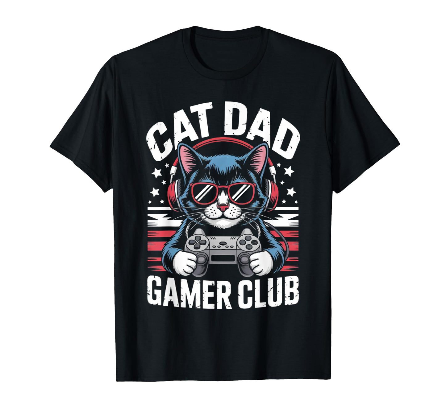 Funny Cat Dad Gamer Club Him Video T-Shirt - Novelty Apparel Men Women - T-Shirt, Sweatshirt, Hoodie