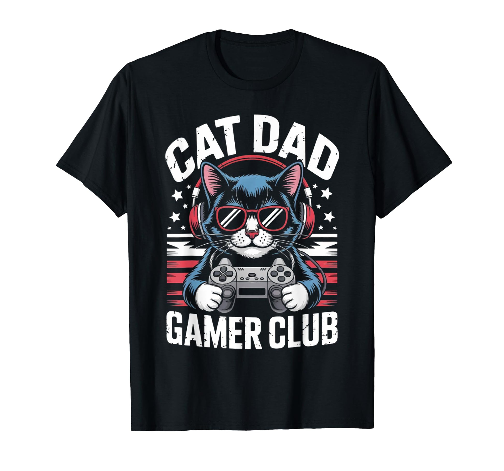 Funny Cat Dad Gamer Club Him Video T-Shirt - Novelty Apparel Men Women - T-Shirt, Sweatshirt, Hoodie