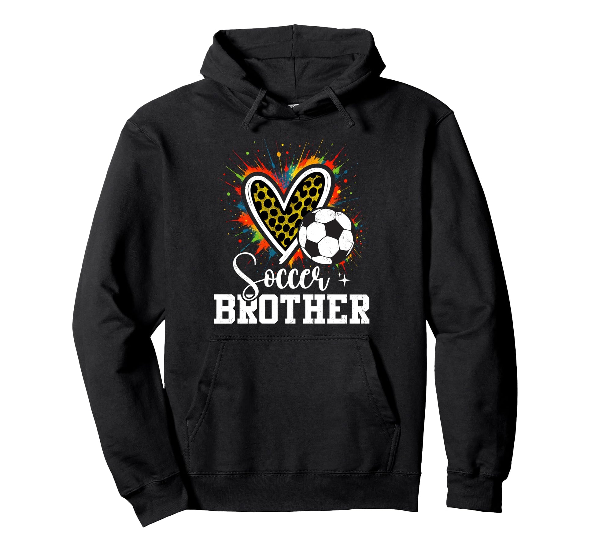 Soccer Brother Leopard Heart Colorful Hoodie - Casual Everyday Wear Unisex - T-Shirt, Sweatshirt, Hoodie