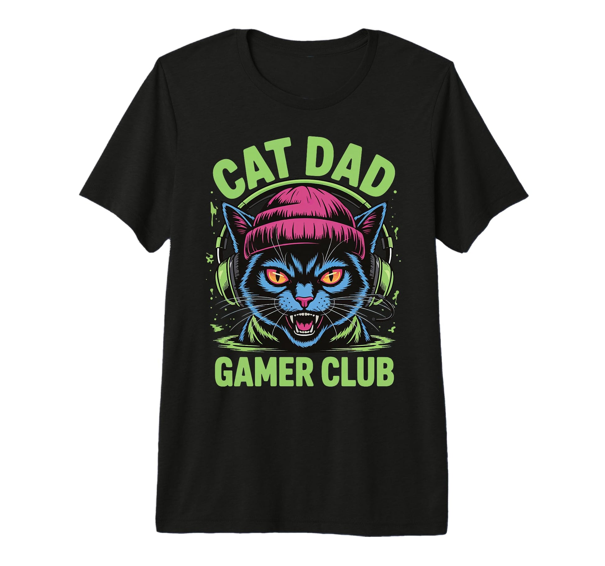 Mens Cat Dad Gamer Club Tri Blend T-Shirt - Aesthetic Graphic Men Women - T-Shirt, Sweatshirt, Hoodie
