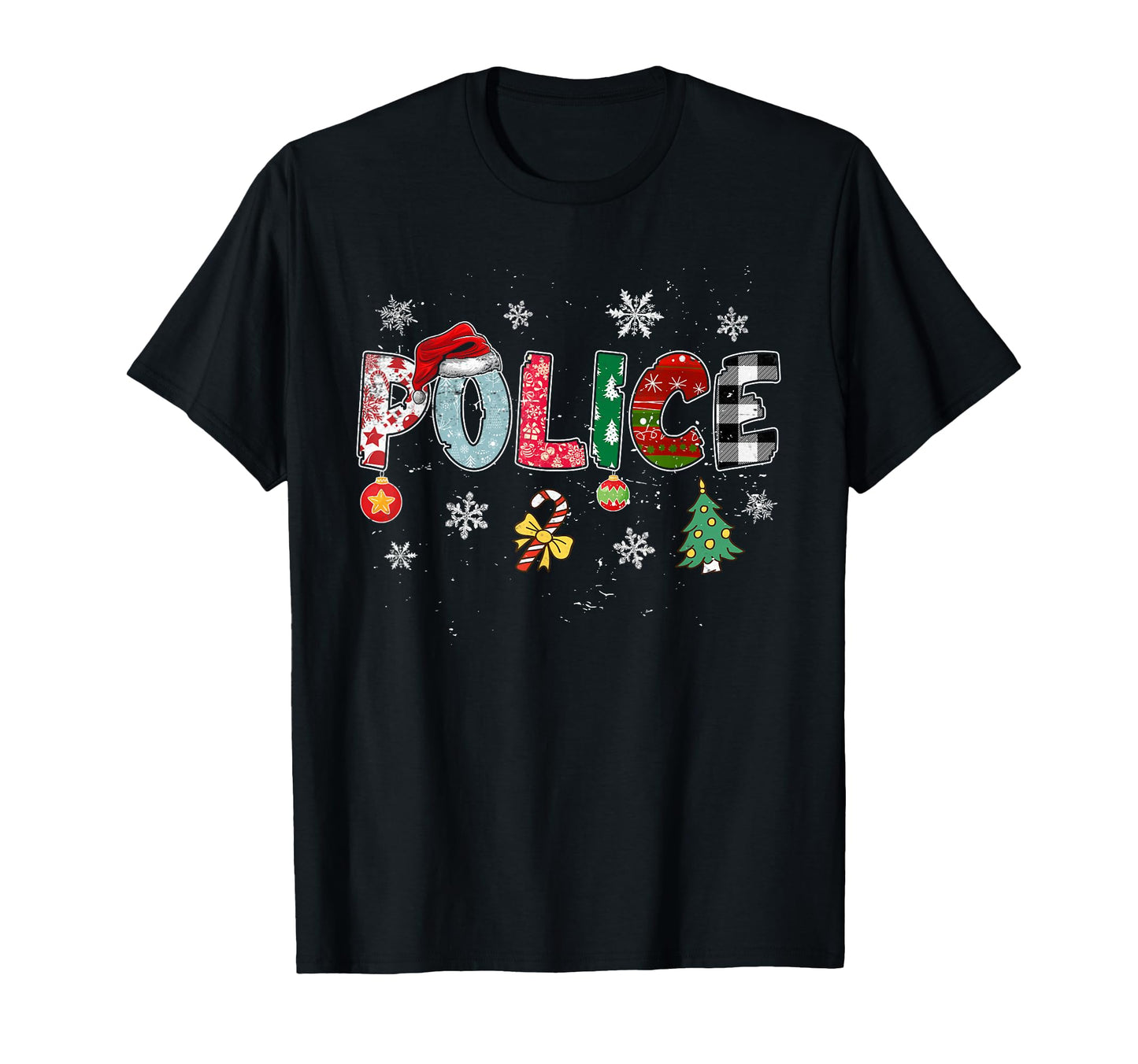 Police Santa Hat Funny Tree Plaid T-Shirt - Aesthetic Graphic Men Women - T-Shirt, Sweatshirt, Hoodie