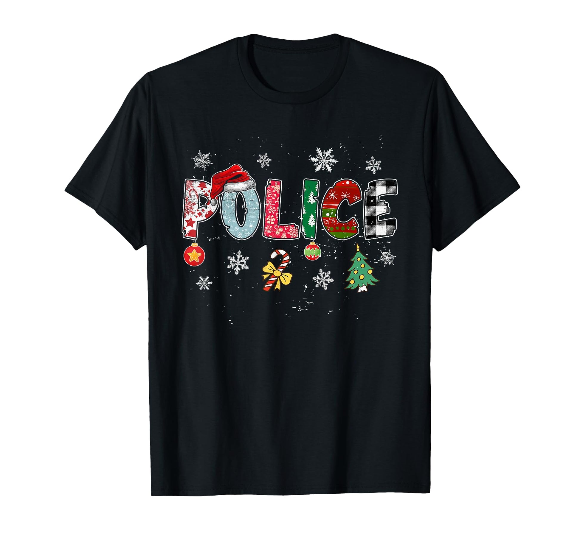 Police Santa Hat Funny Tree Plaid T-Shirt - Aesthetic Graphic Men Women - T-Shirt, Sweatshirt, Hoodie