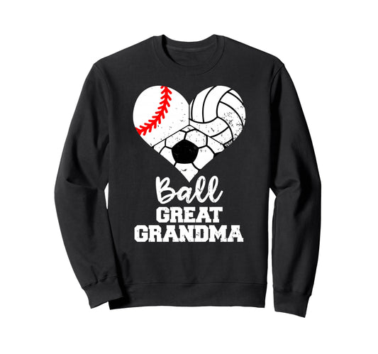Ball Great Grandma Heart Baseball Sweatshirt - Graphic Print for Adults - T-Shirt, Sweatshirt, Hoodie