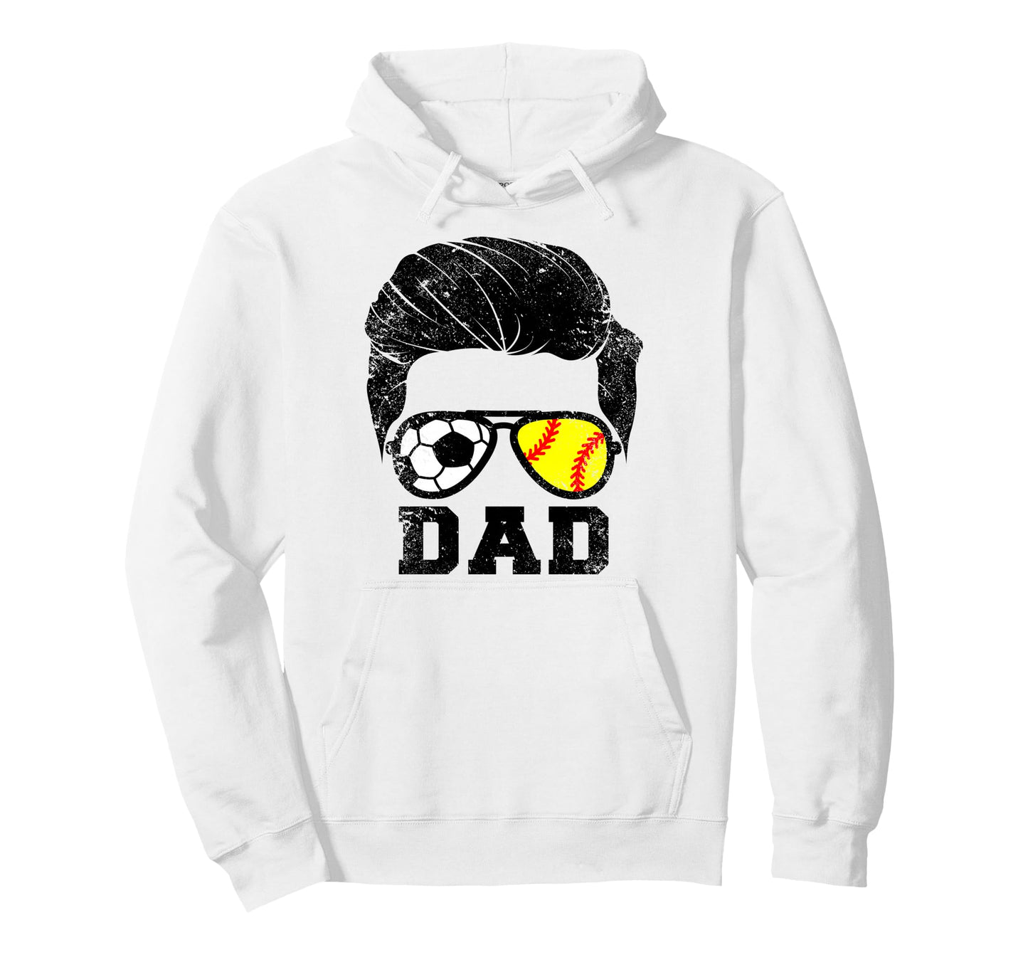 Soccer Softball Dad Funny Hair Hoodie - Streetwear Style for Adults - T-Shirt, Sweatshirt, Hoodie