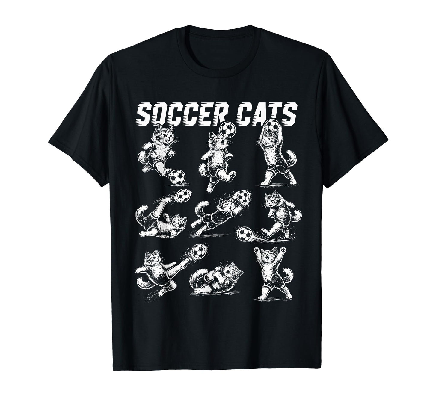 Soccer Cats Kitten Football T-Shirt - Trendy Graphic for Adults - T-Shirt, Sweatshirt, Hoodie